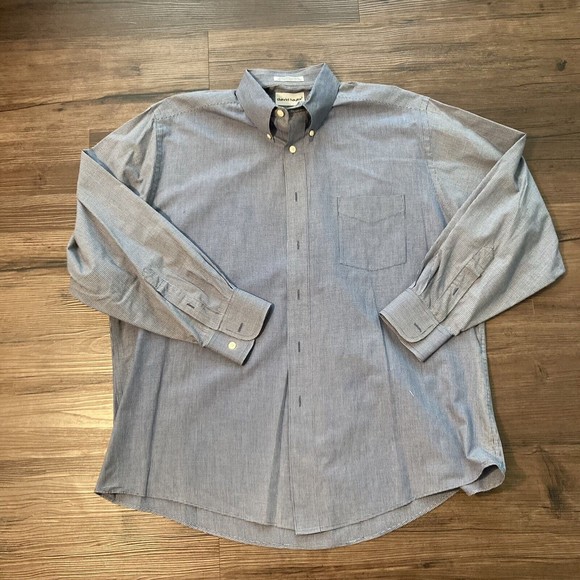 DAVID TAYLOR Poly Cotton Blue Checkered Collar Shirt Sz 16-16 1/2 32/33 - Picture 1 of 10